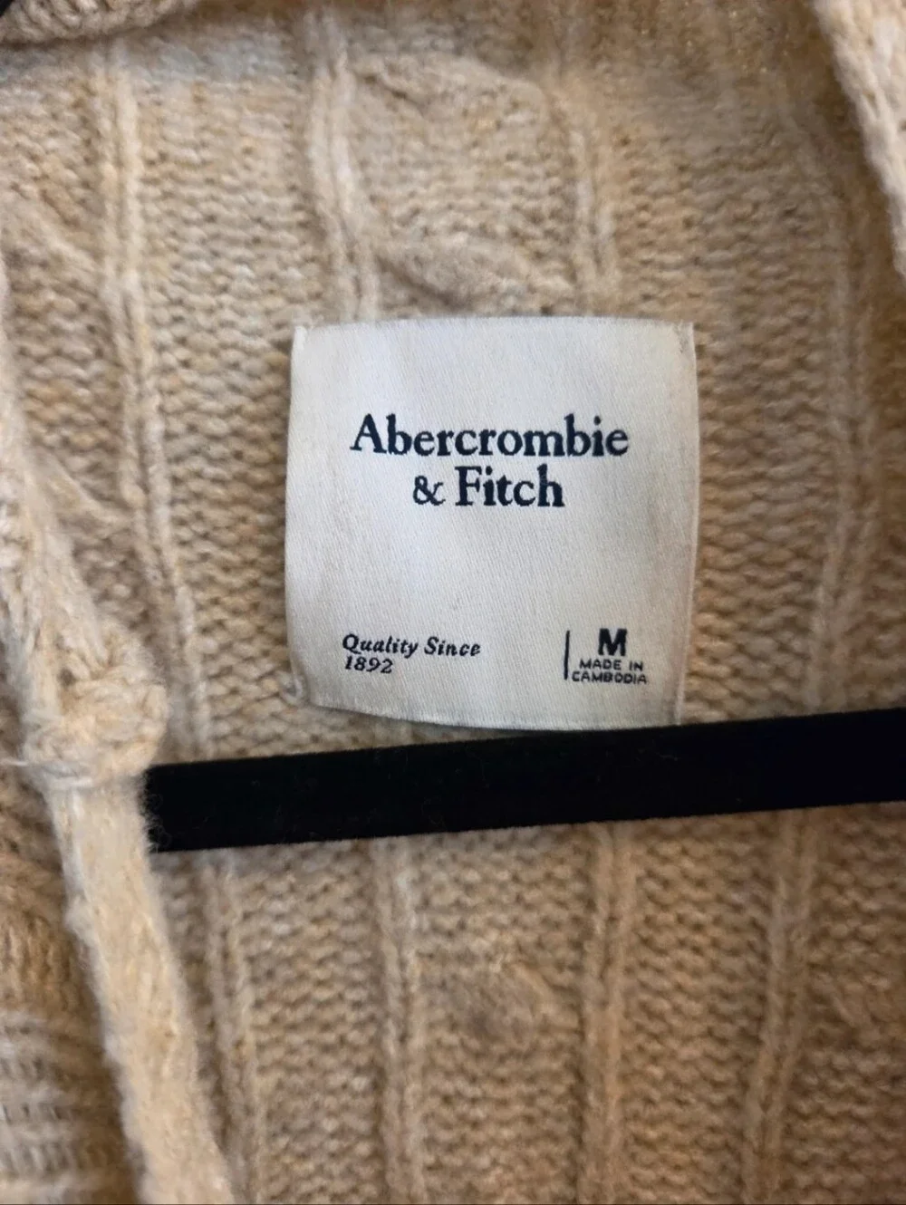 Abercrombie & Fitch Cable Turtleneck Sweater in Beige